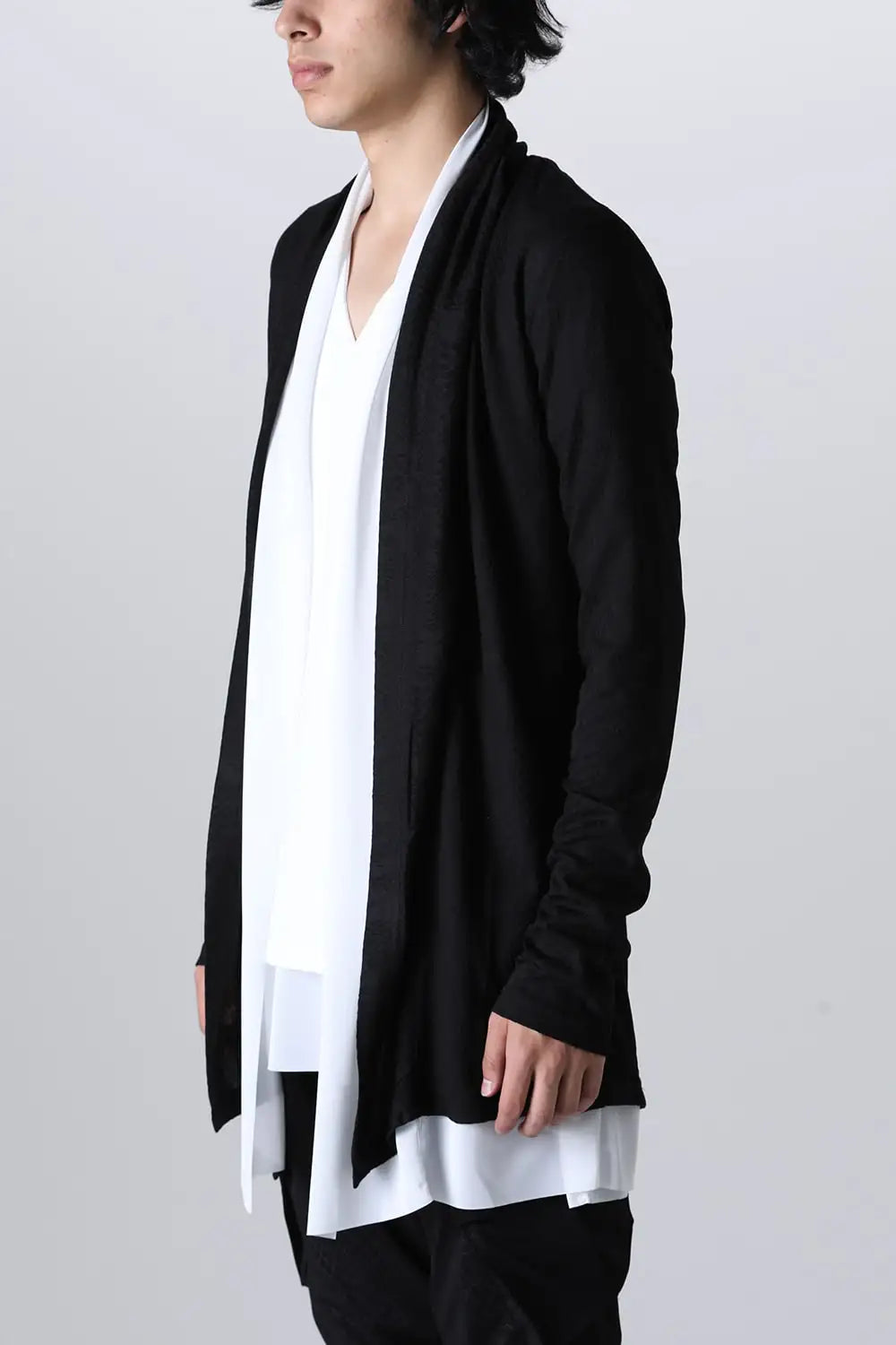 Layered Shawl Cardigan Black＆White