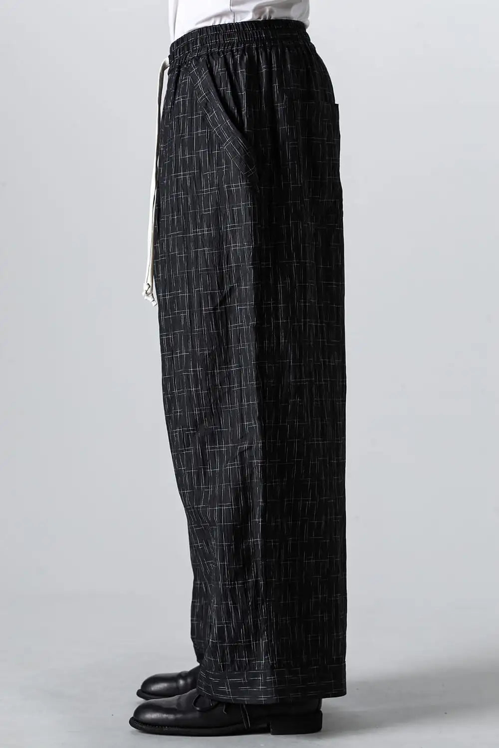 WIDE PANTS Fine Kasuri Shirting BLACK