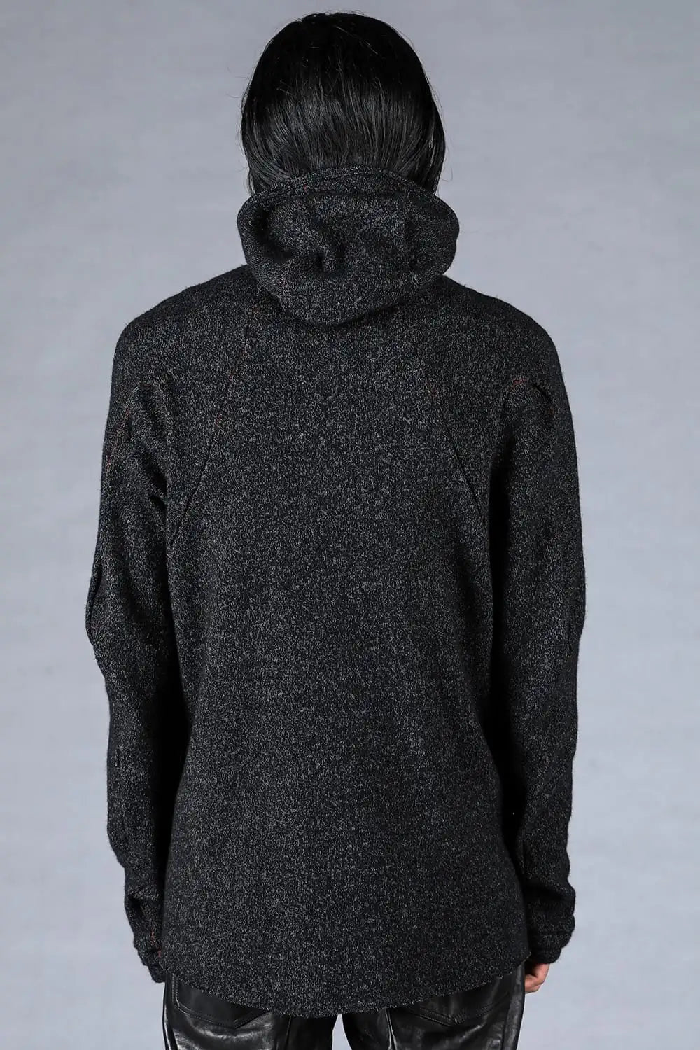 Wool Cotton Knit Balaclava Long Sleeve T-Shirt Charcoal