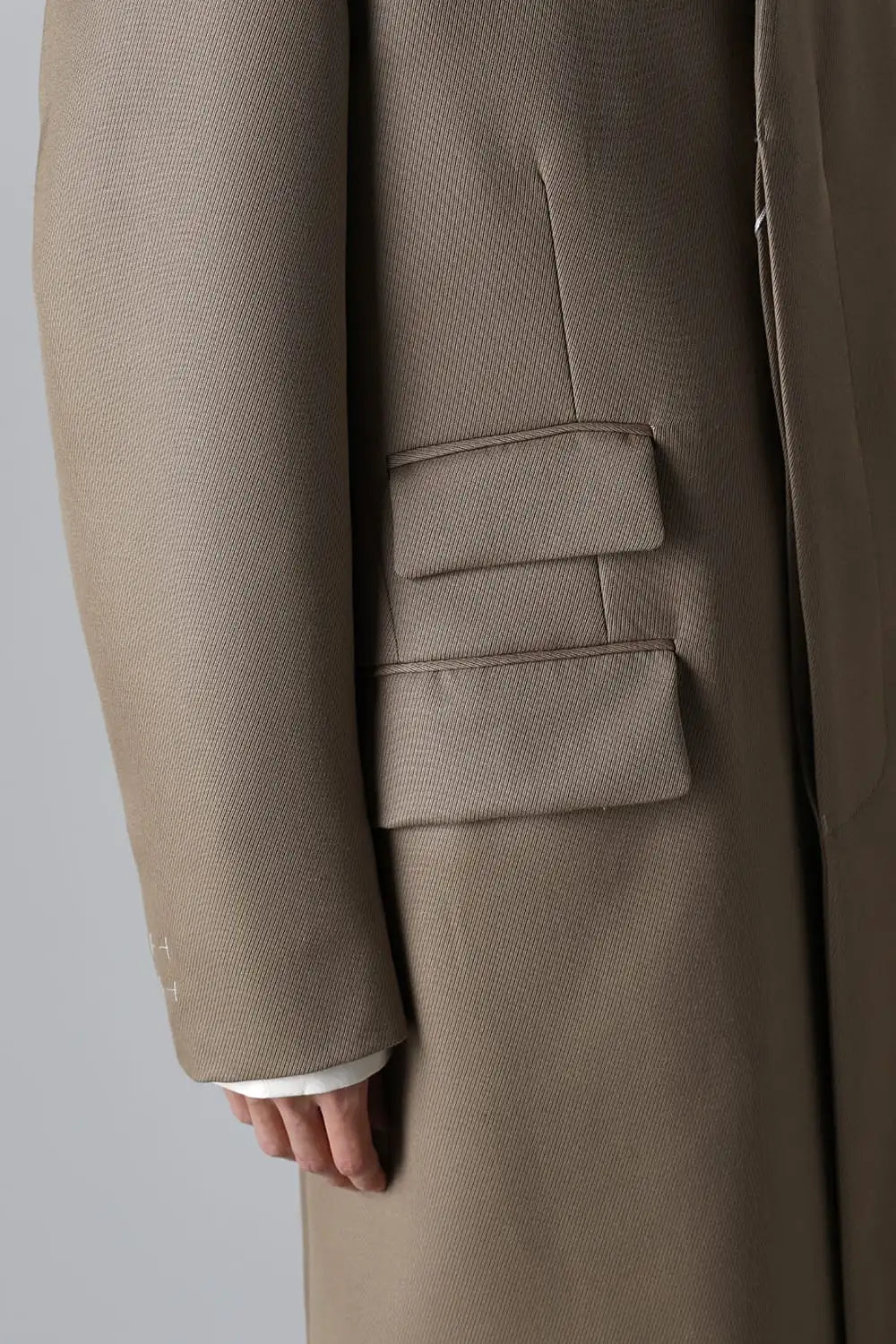 ノーカラーチェスターコートウールキャバリー