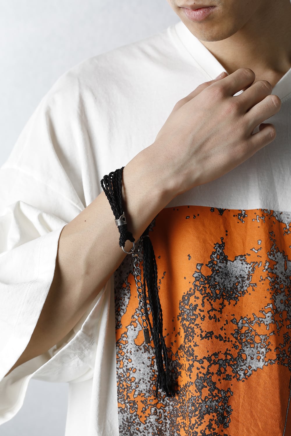 リネン コード ブレスレット ブラック × ニッケル