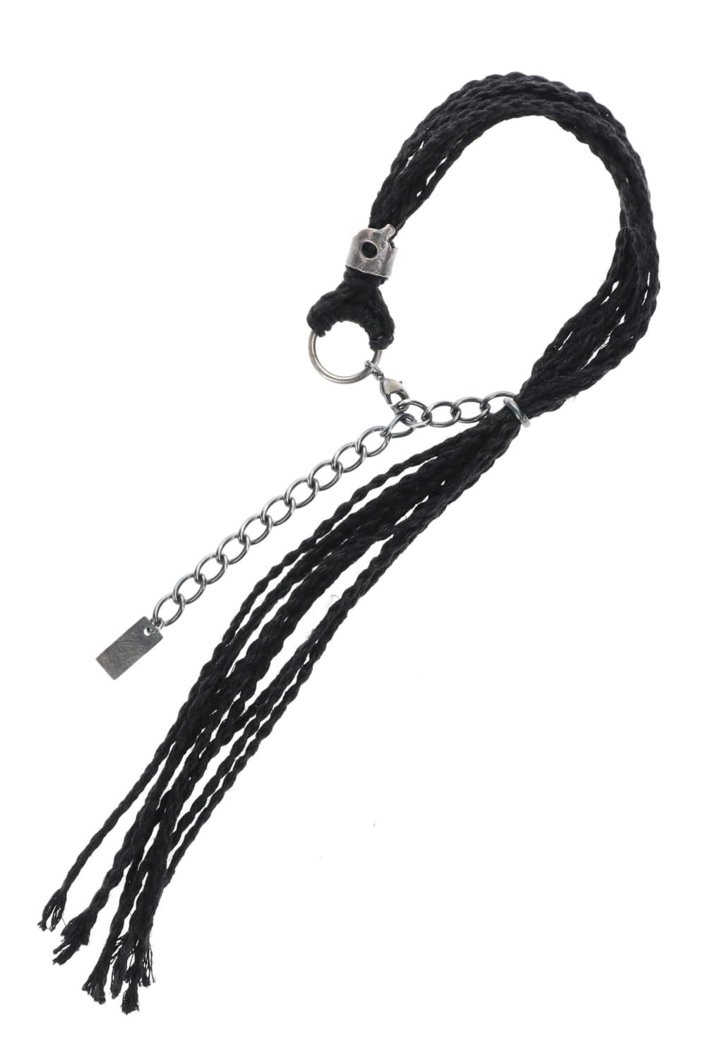 リネン コード ブレスレット ブラック × ニッケル