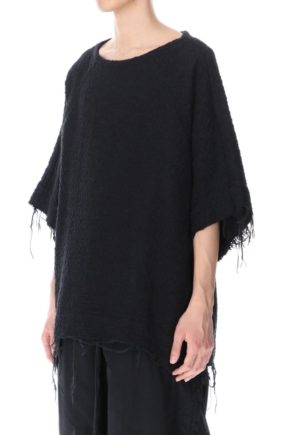 SLUB JACQUARD PULLOVER BLACK