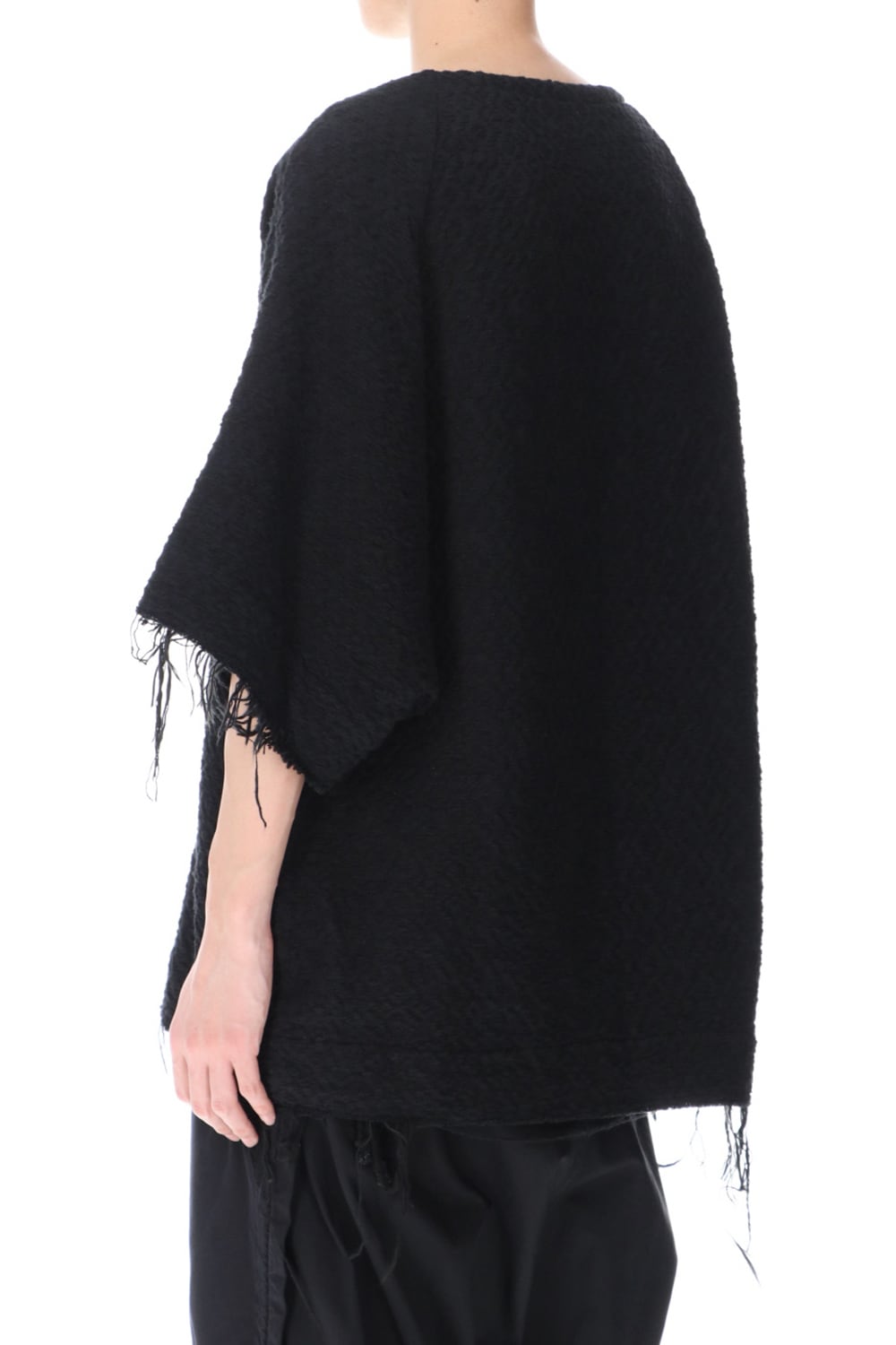 SLUB JACQUARD PULLOVER BLACK