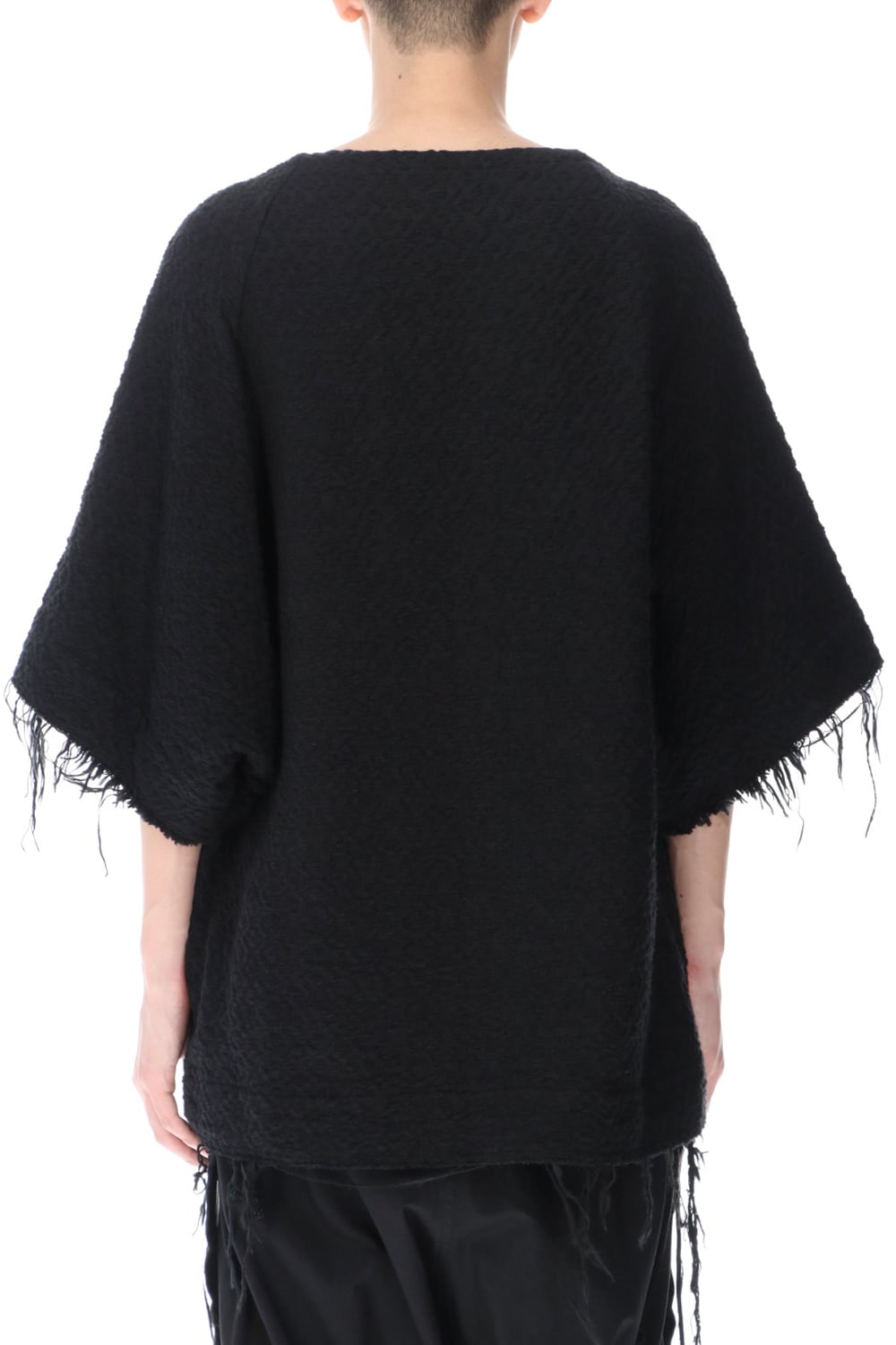 SLUB JACQUARD PULLOVER BLACK