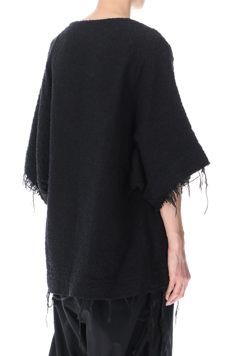 SLUB JACQUARD PULLOVER BLACK