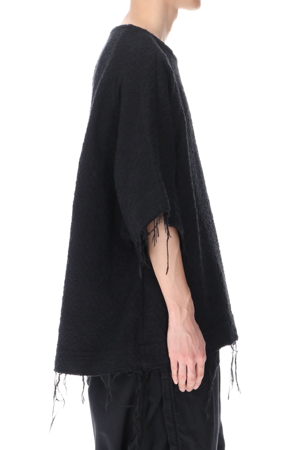 SLUB JACQUARD PULLOVER BLACK