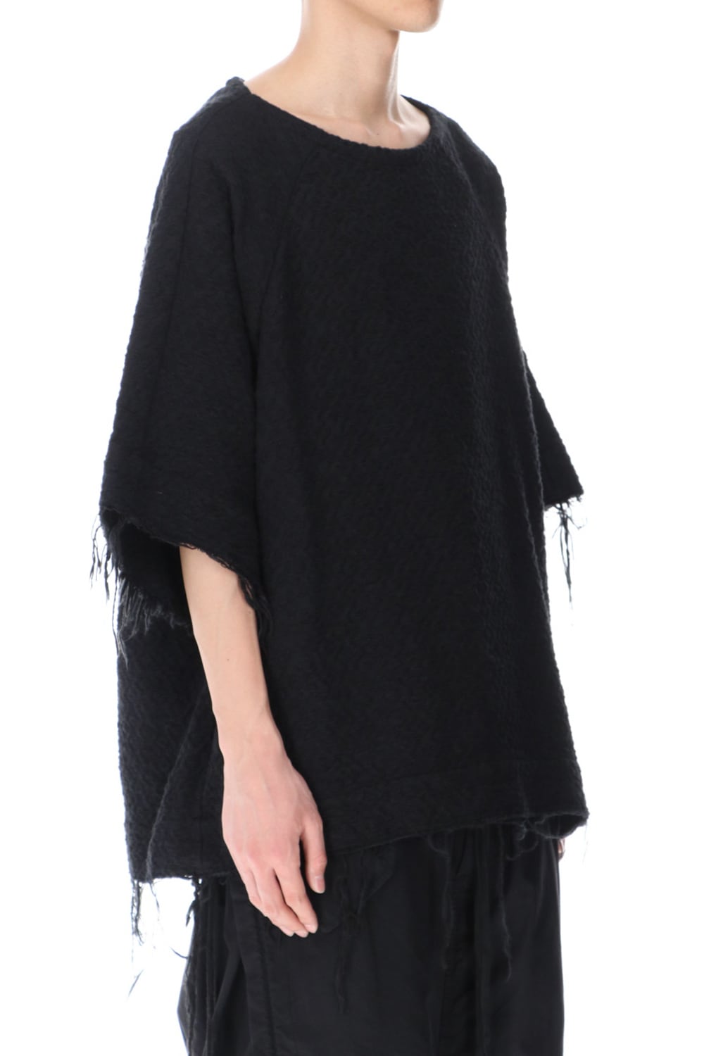 SLUB JACQUARD PULLOVER BLACK