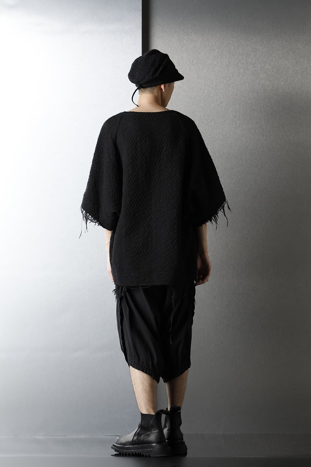 SLUB JACQUARD PULLOVER BLACK