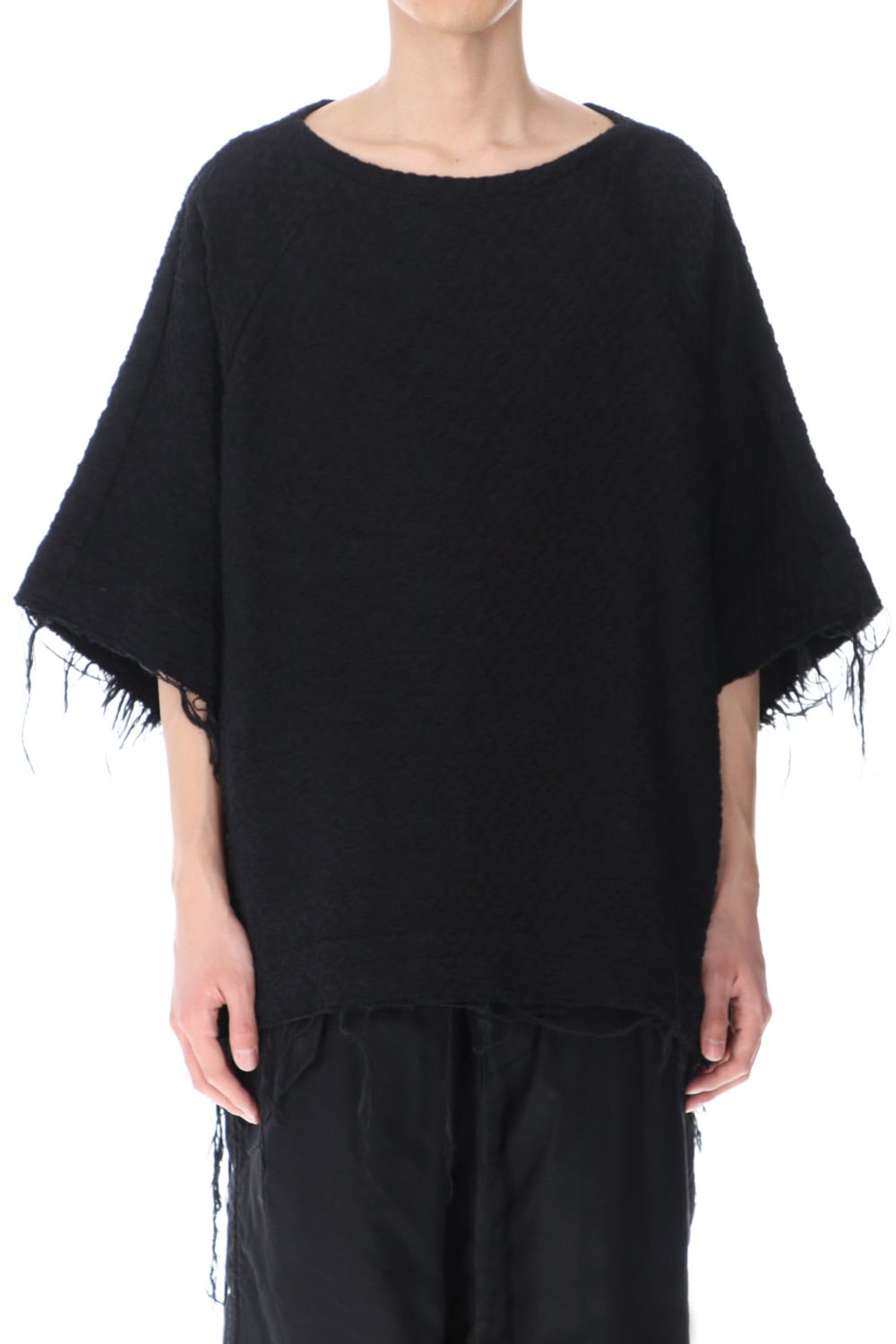 SLUB JACQUARD PULLOVER BLACK