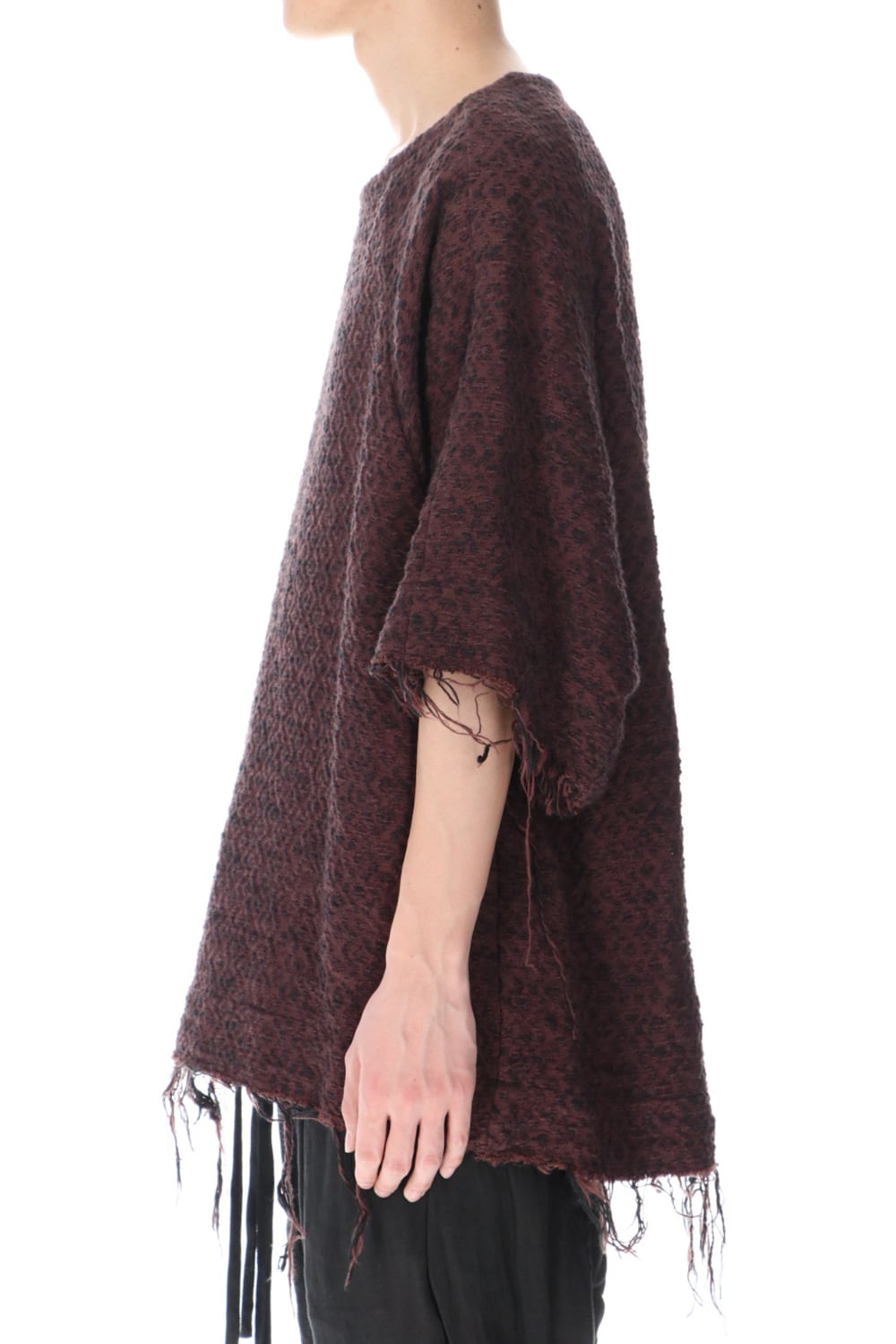 SLUB JACQUARD PULLOVER MAROON