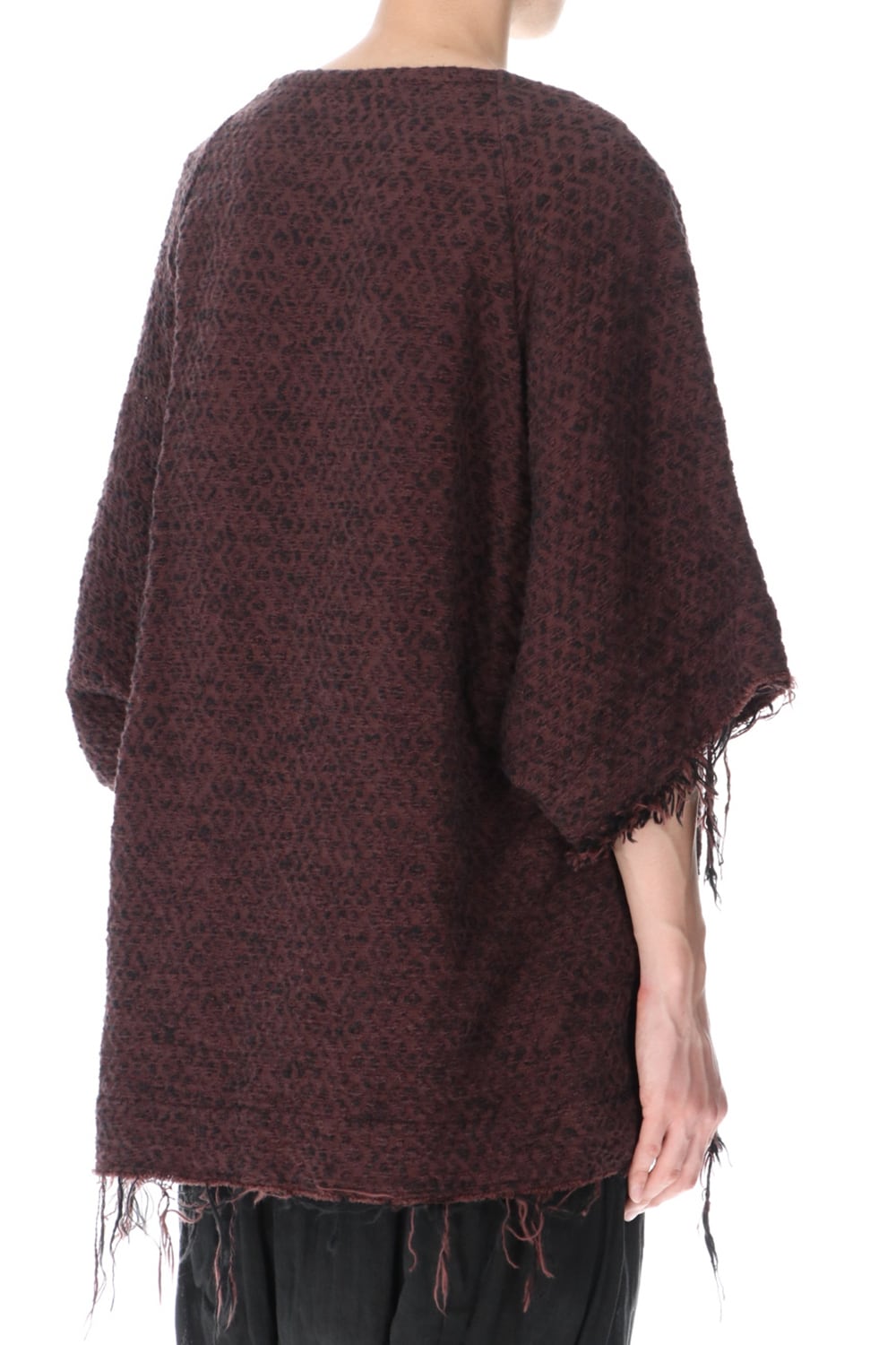 SLUB JACQUARD PULLOVER MAROON