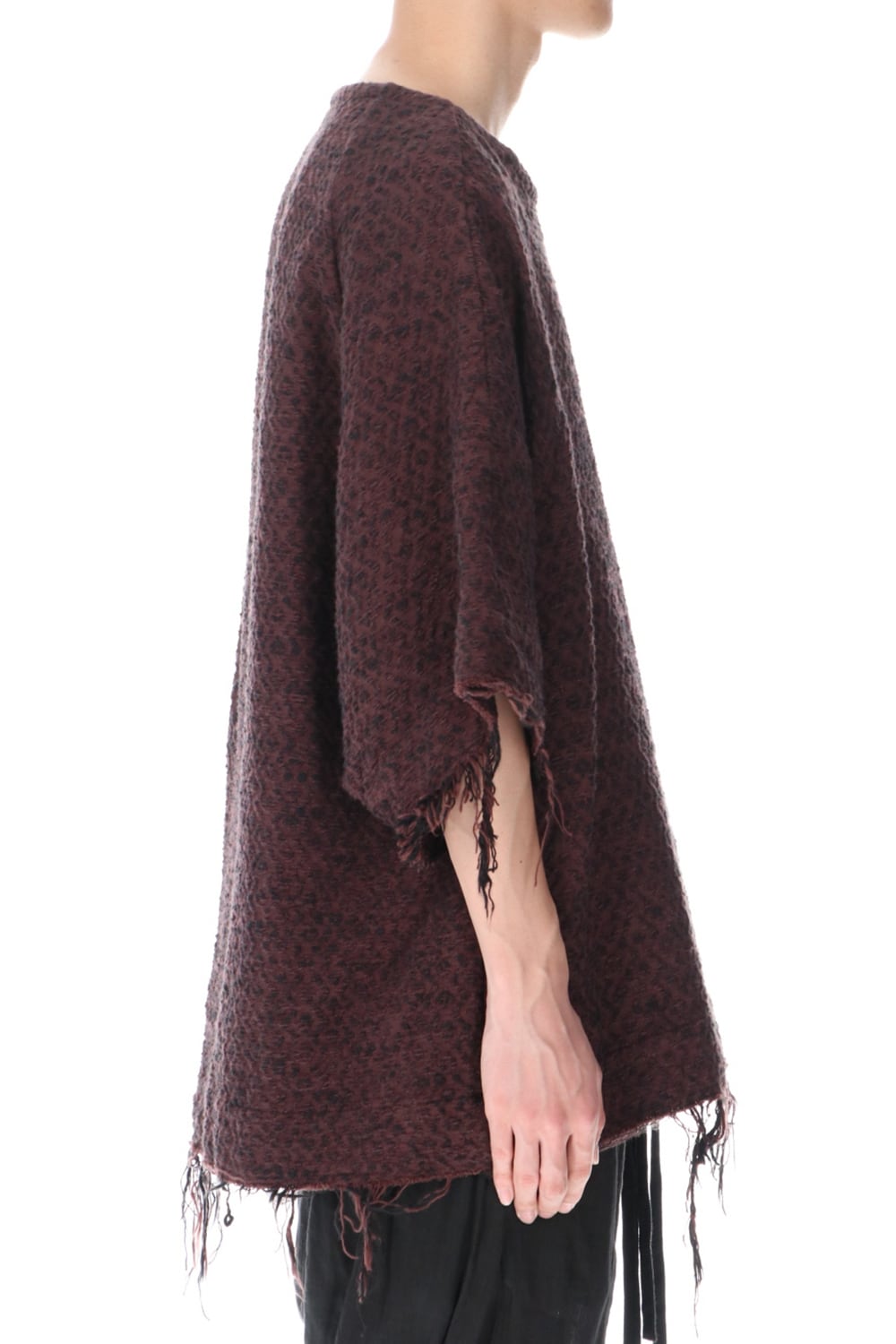 SLUB JACQUARD PULLOVER MAROON