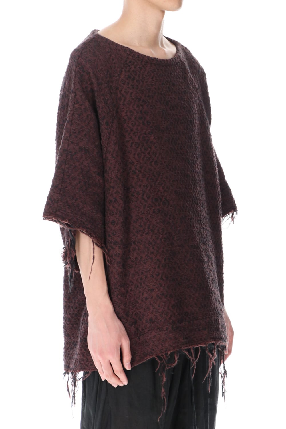 SLUB JACQUARD PULLOVER MAROON