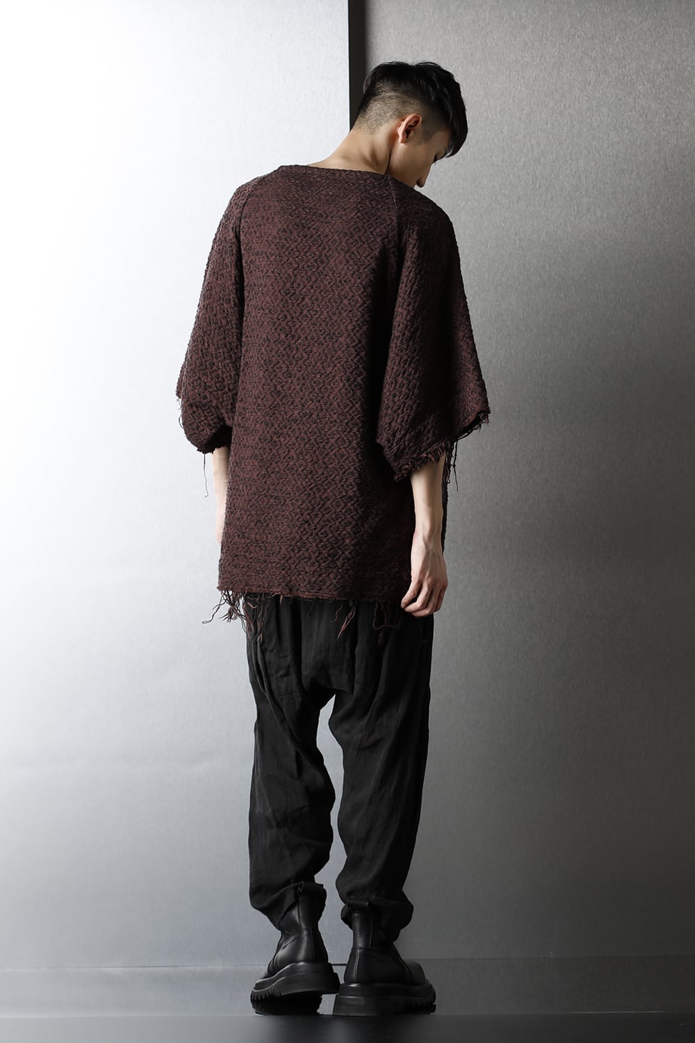 SLUB JACQUARD PULLOVER MAROON