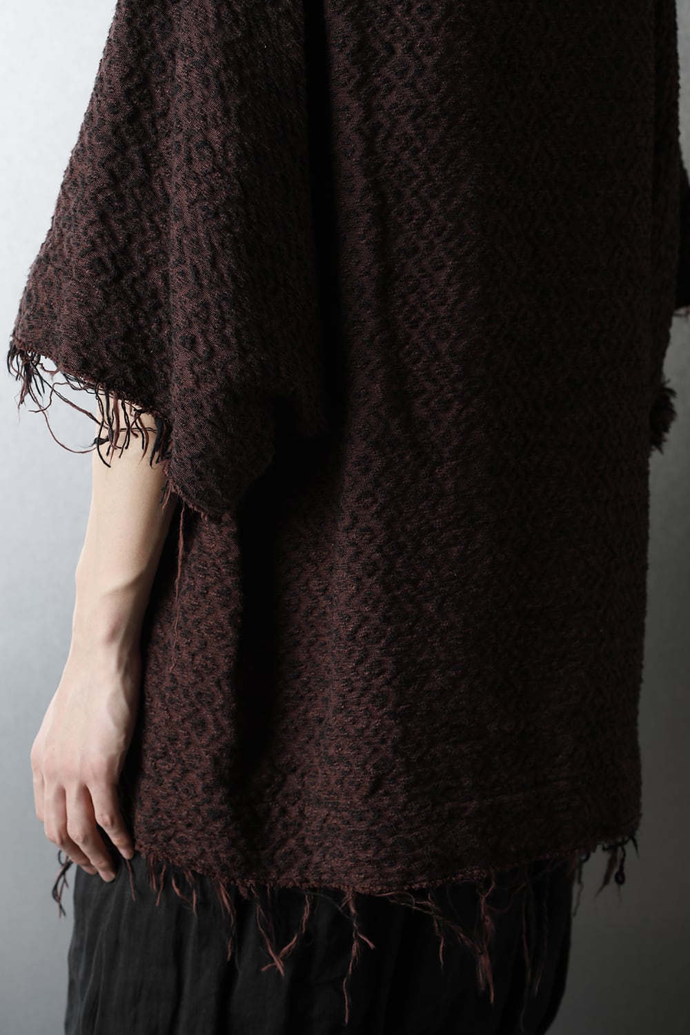 SLUB JACQUARD PULLOVER MAROON