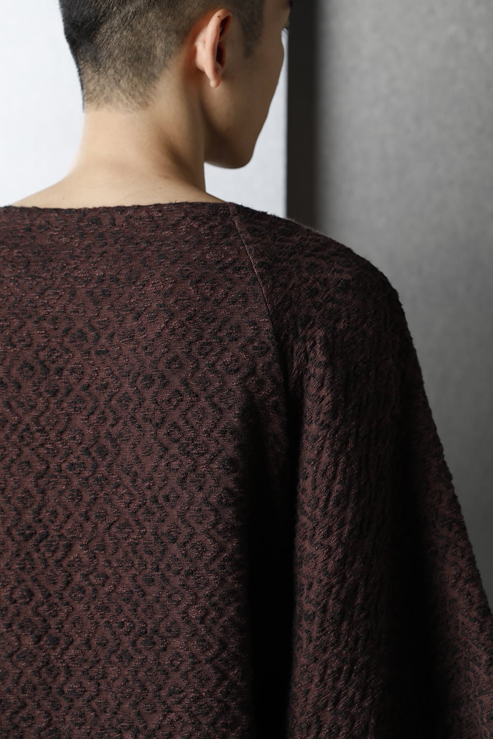 SLUB JACQUARD PULLOVER MAROON