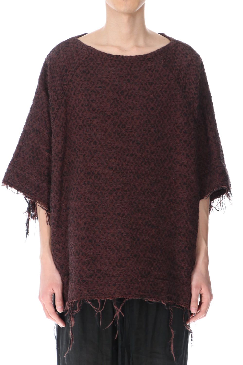 SLUB JACQUARD PULLOVER MAROON