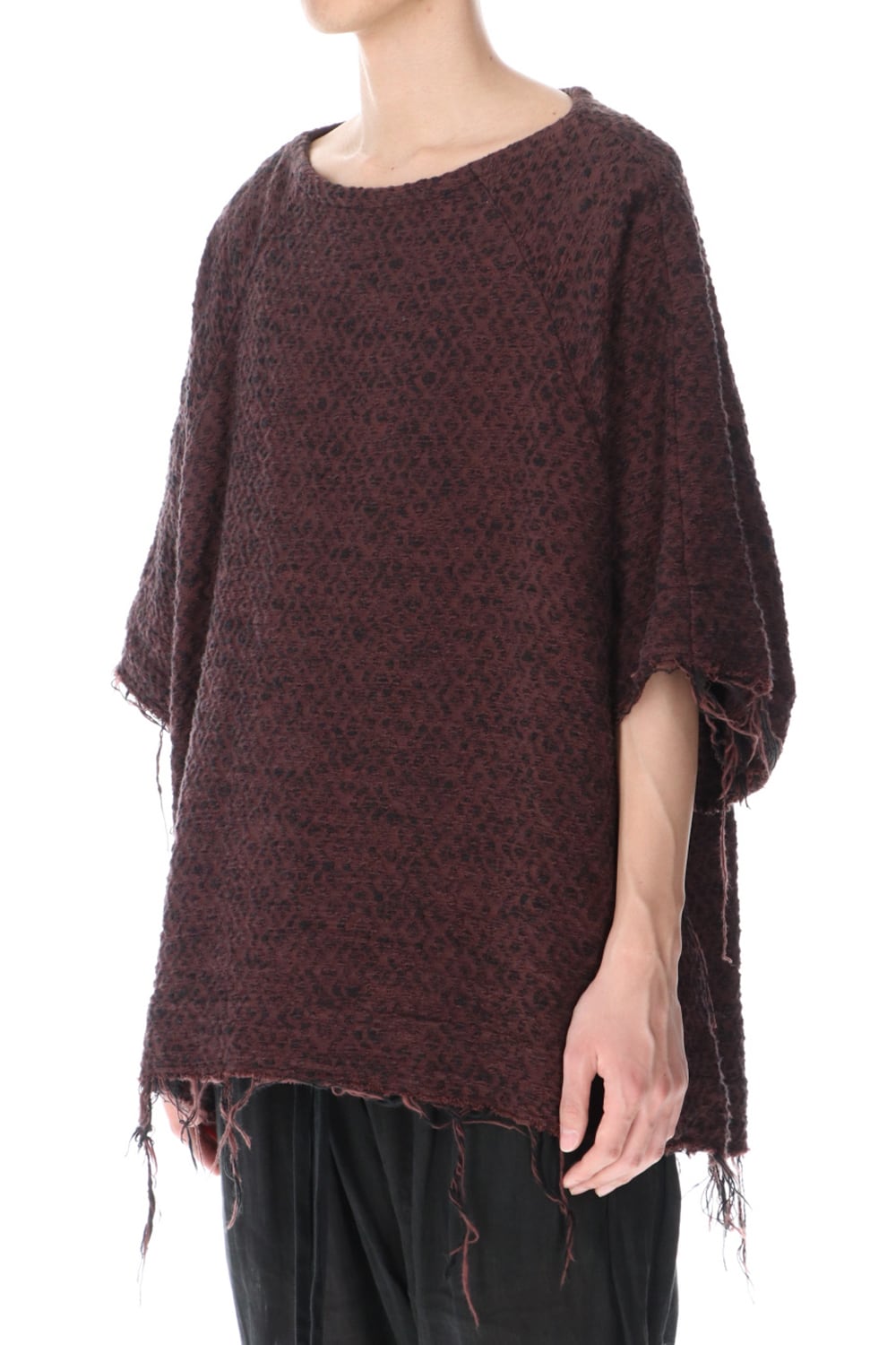 SLUB JACQUARD PULLOVER MAROON