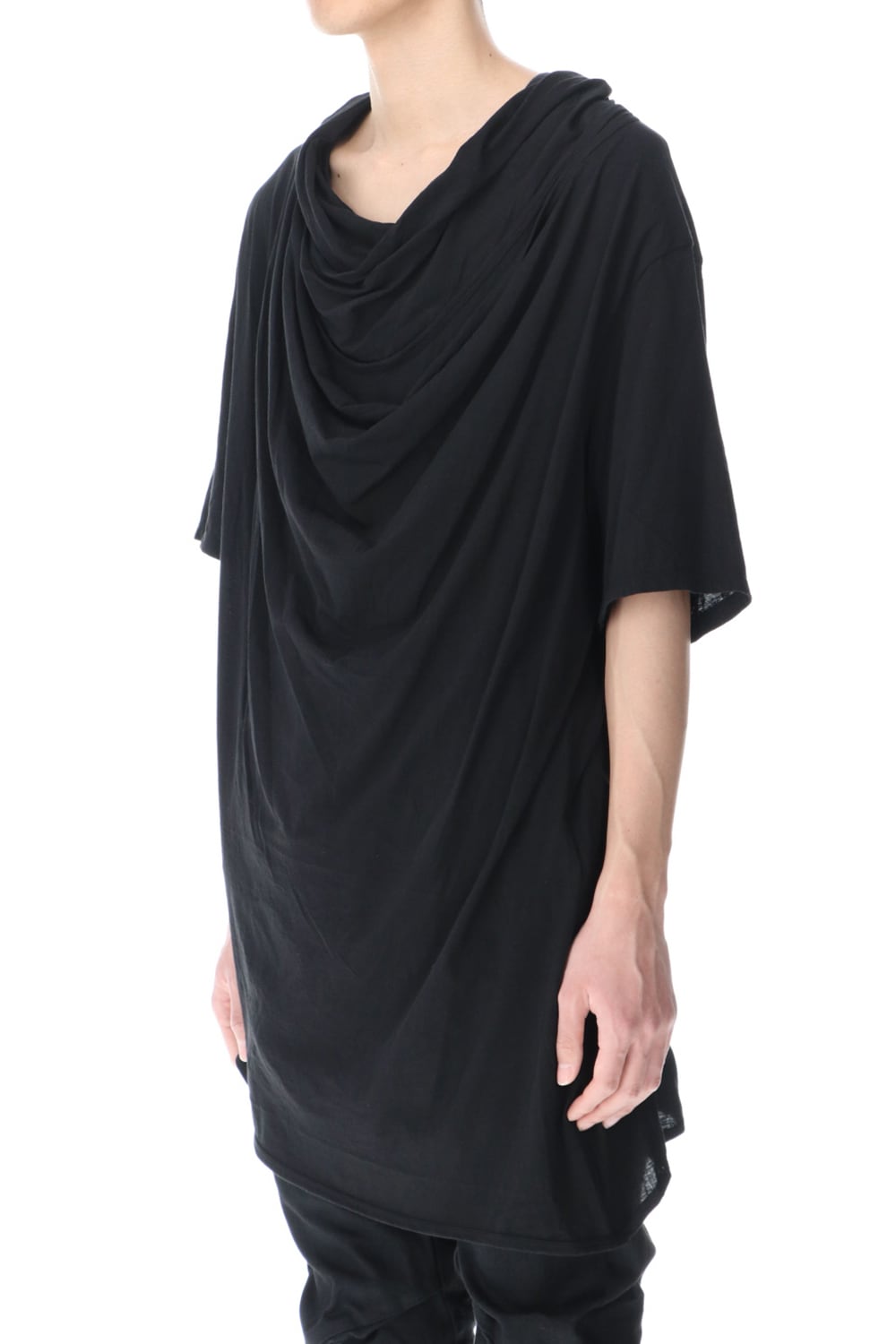 ドレープ ネック Tシャツ ブラック