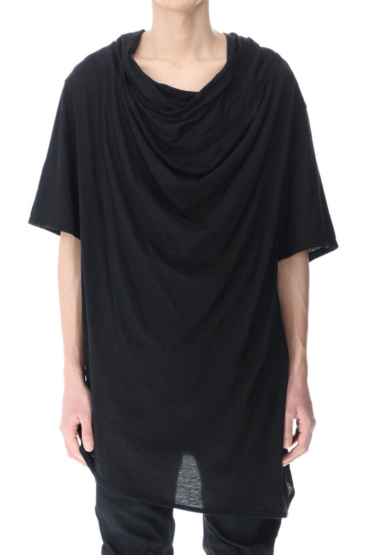 ドレープ ネック Tシャツ ブラック