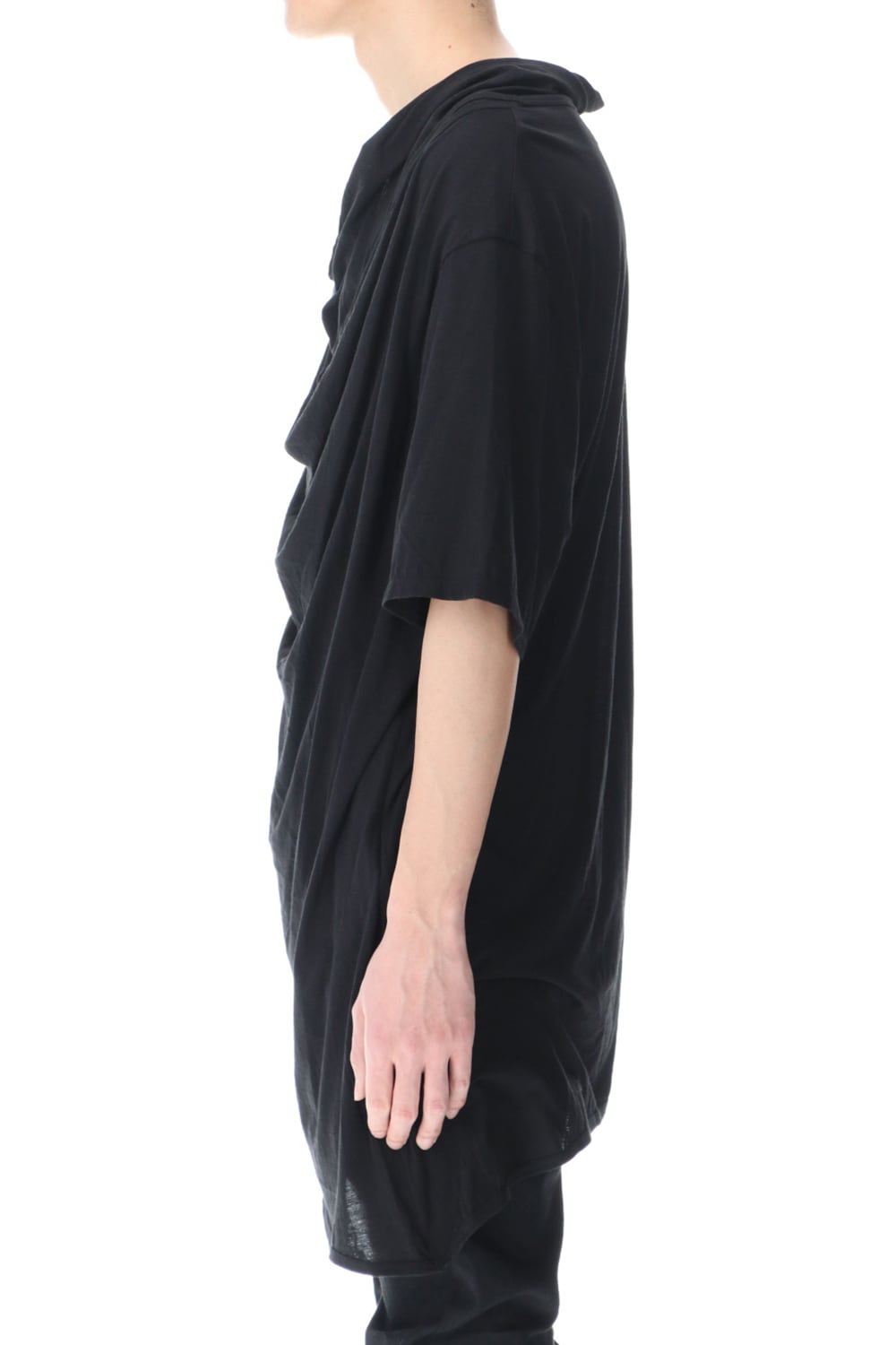 ドレープ ネック Tシャツ ブラック