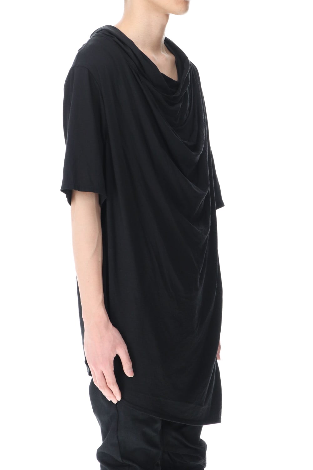 ドレープ ネック Tシャツ ブラック