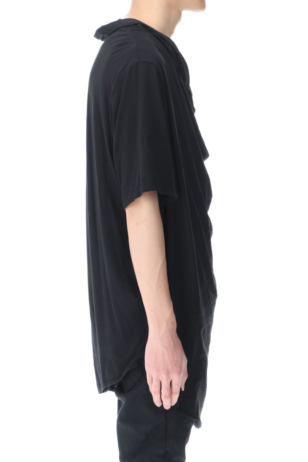 ドレープ ネック Tシャツ ブラック