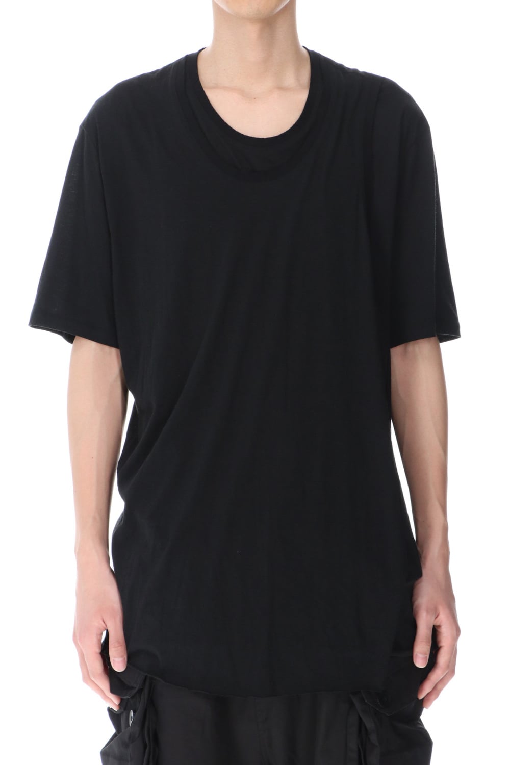 LAYERED NECK T-SHIRT BLACK