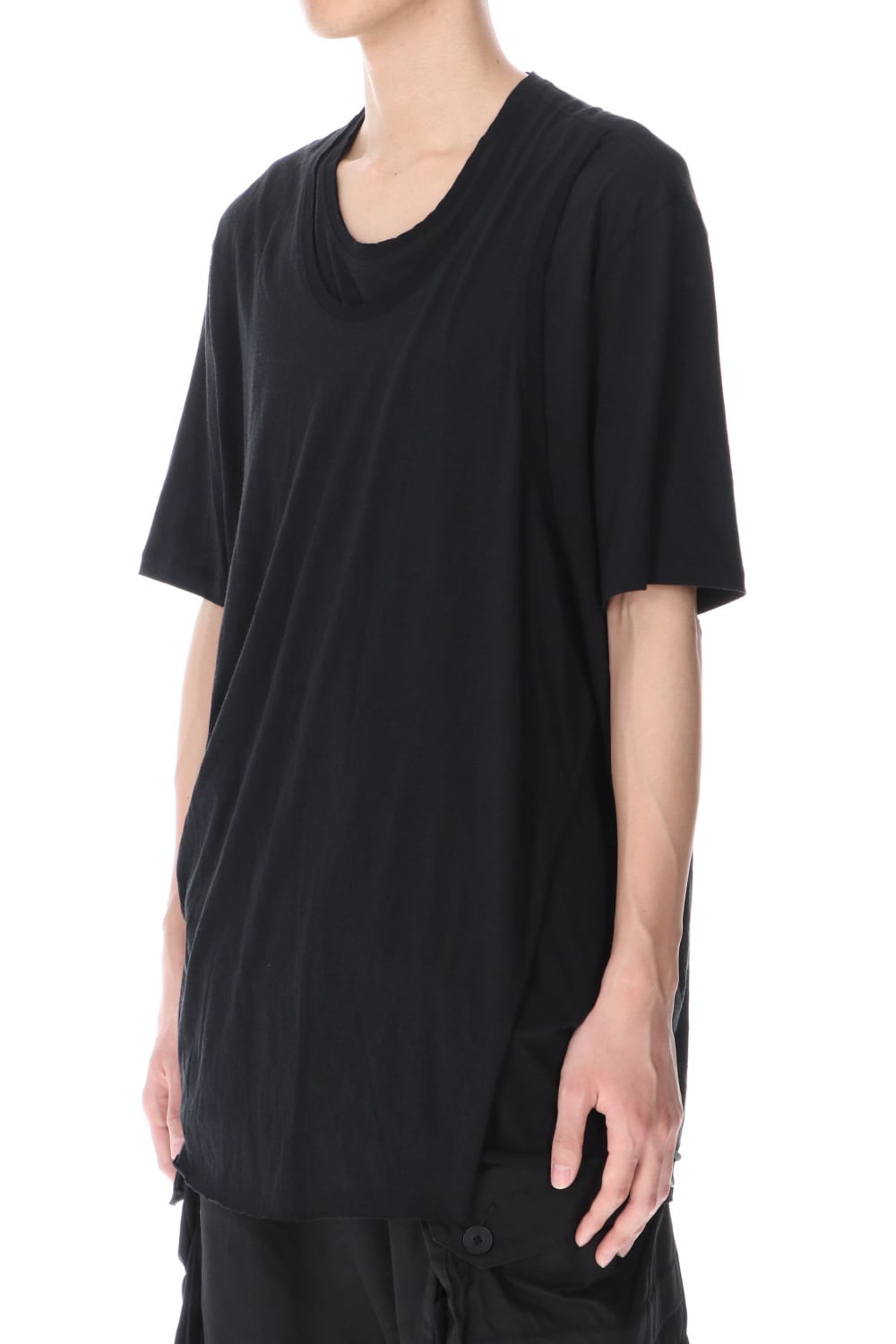 LAYERED NECK T-SHIRT BLACK
