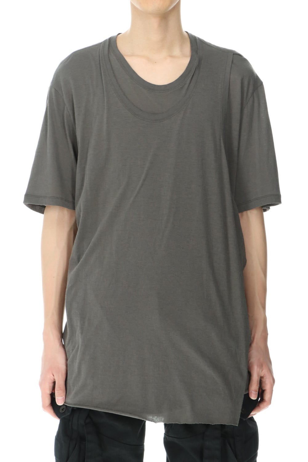 LAYERED NECK T-SHIRT GRAY