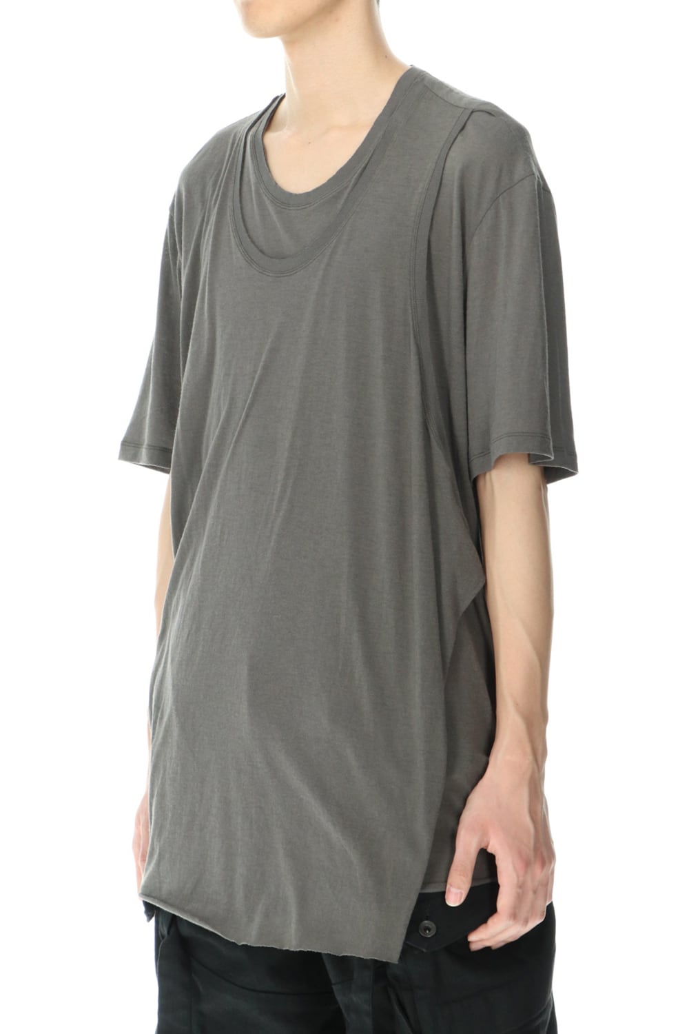 LAYERED NECK T-SHIRT GRAY