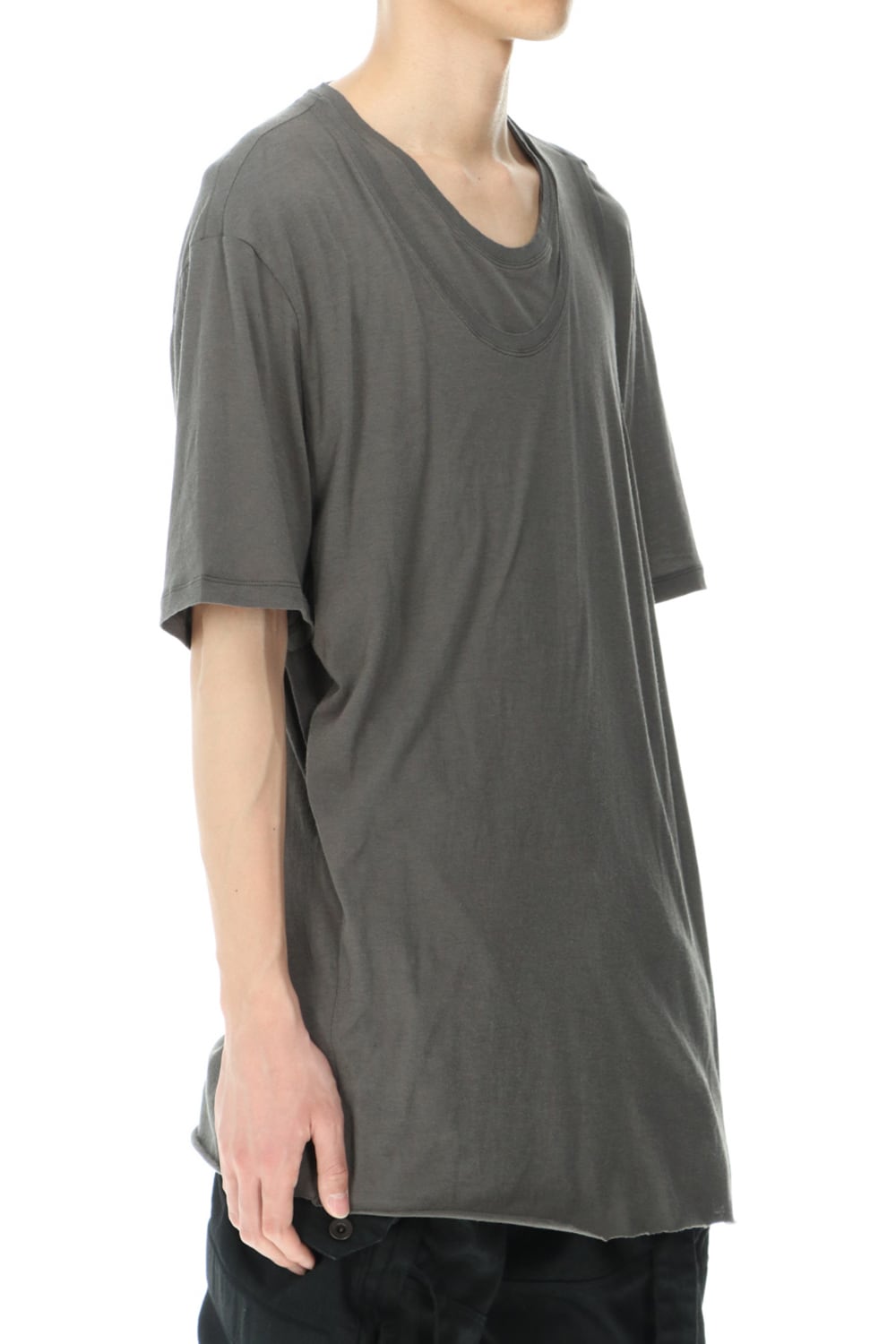 LAYERED NECK T-SHIRT GRAY