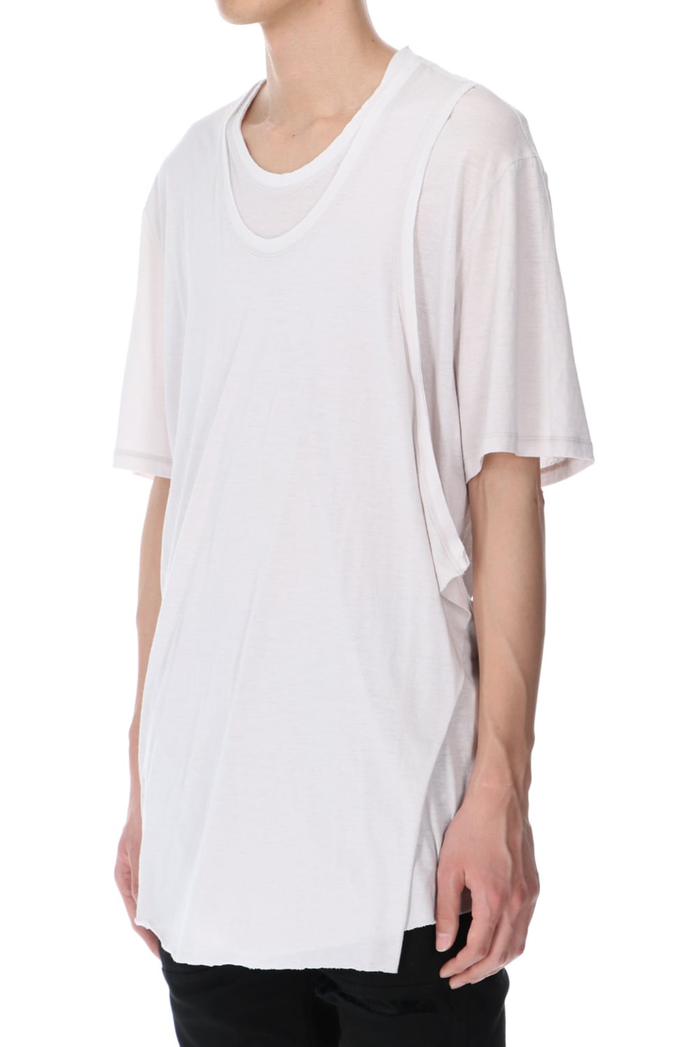 LAYERED NECK T-SHIRT PLASTER