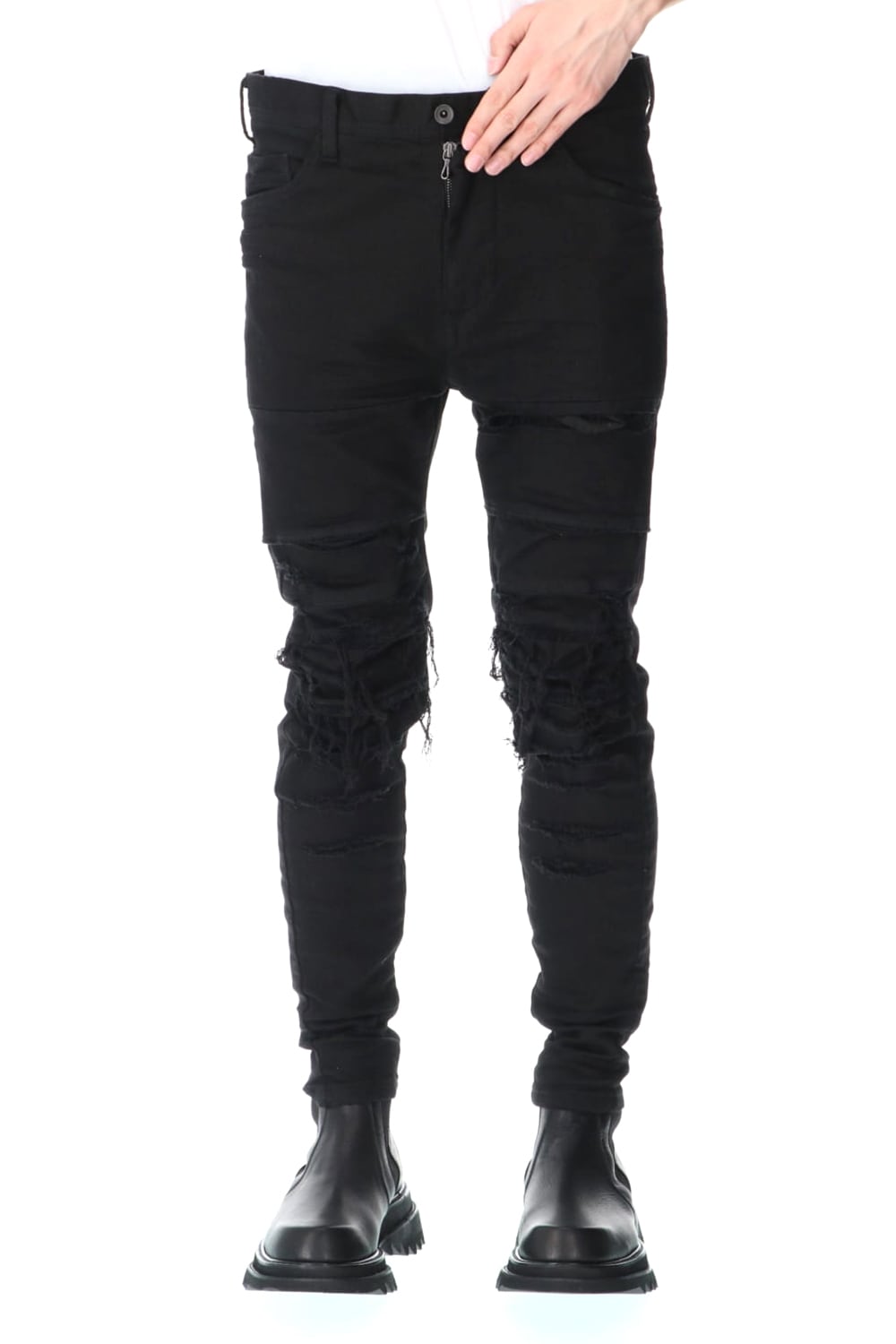 CRASH DESTROYED PANTS BLACK