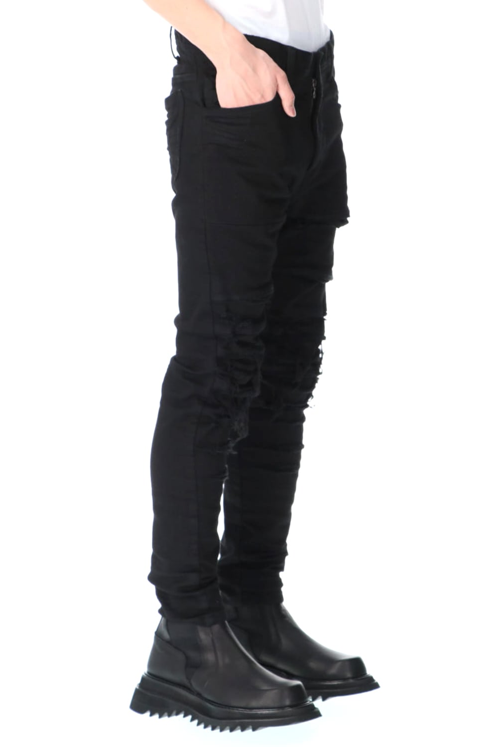 CRASH DESTROYED PANTS BLACK