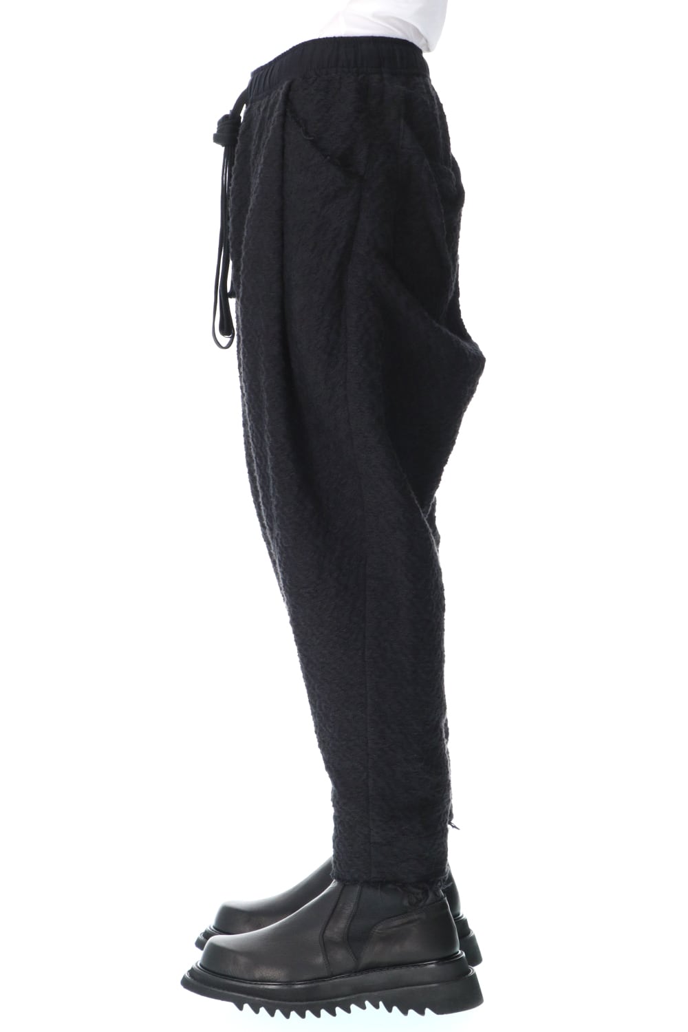 SLUB JACQUARD COTTON TROUSERS BLACK