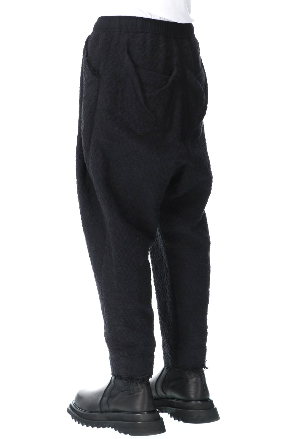 SLUB JACQUARD COTTON TROUSERS BLACK