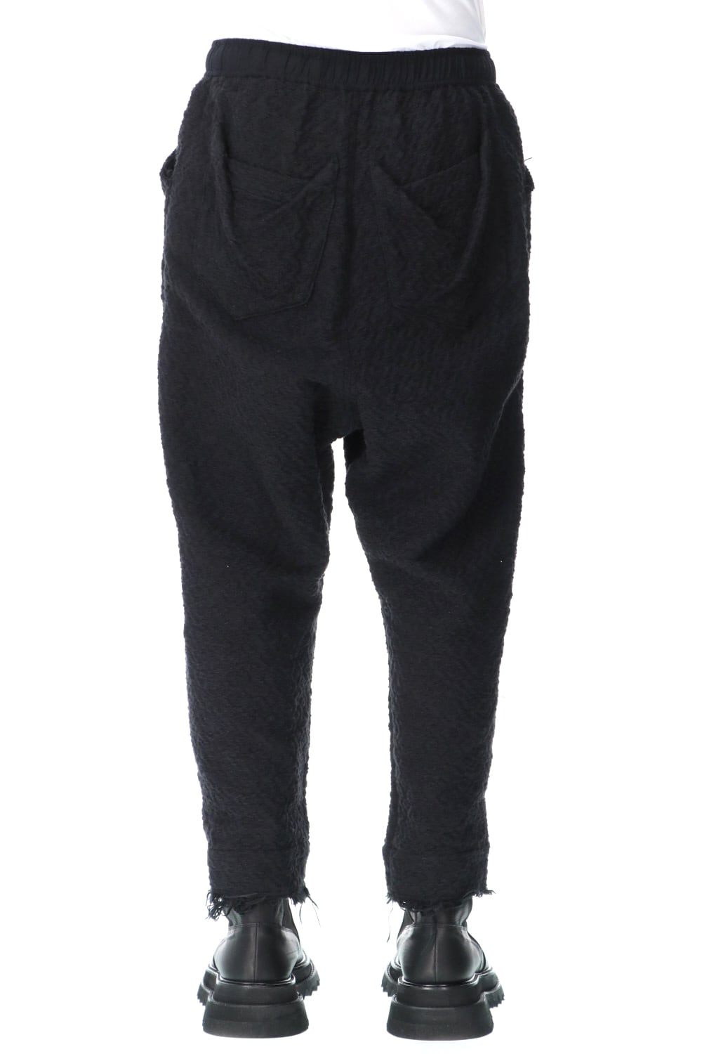 SLUB JACQUARD COTTON TROUSERS BLACK