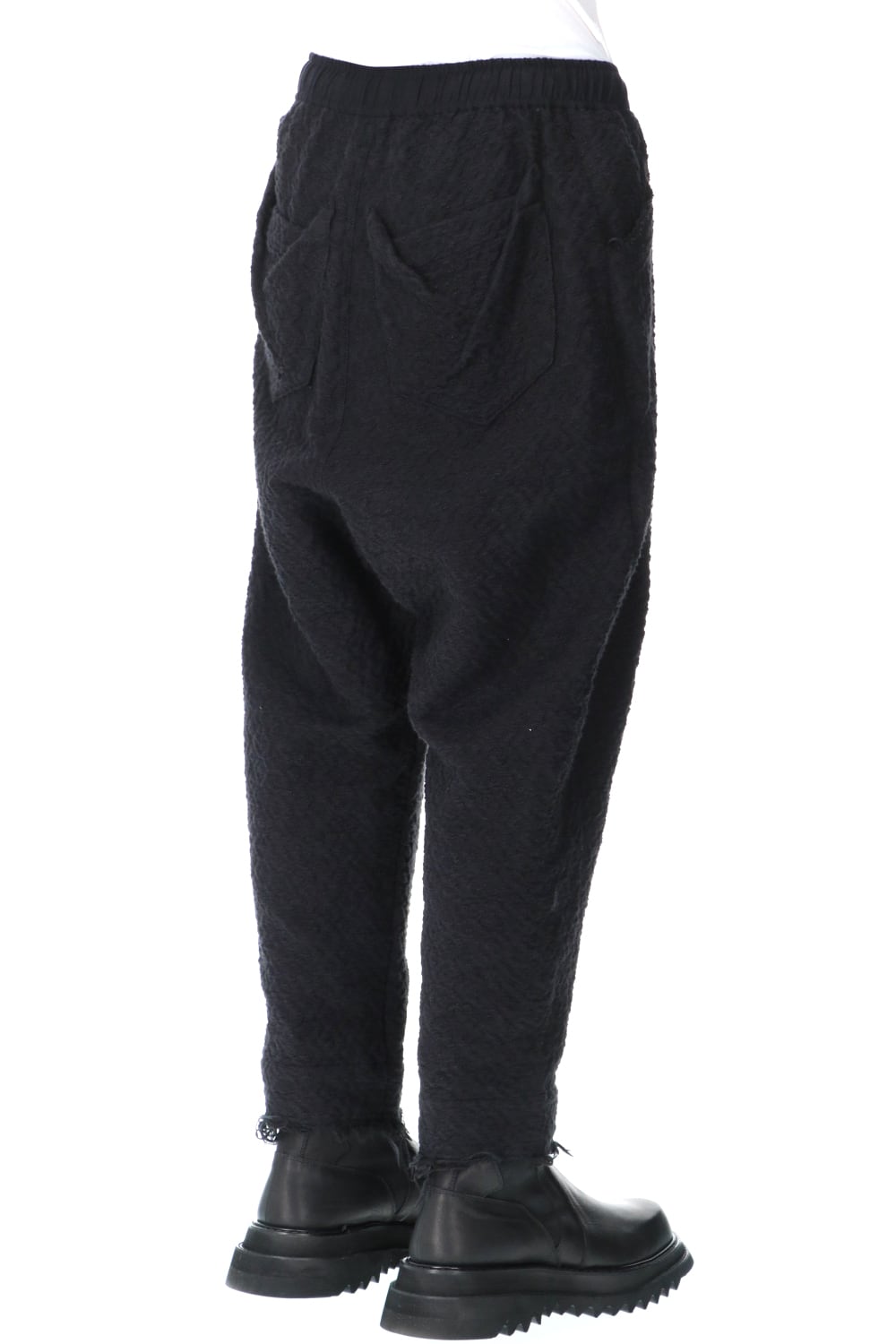 SLUB JACQUARD COTTON TROUSERS BLACK