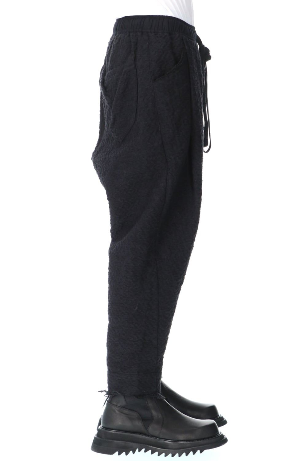 SLUB JACQUARD COTTON TROUSERS BLACK