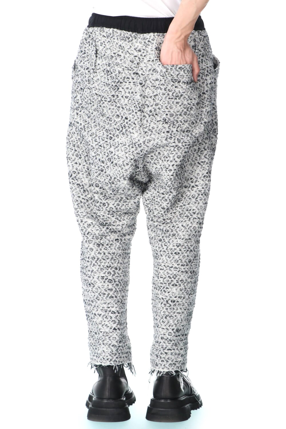 SLUB JACQUARD COTTON TROUSERS WHITE