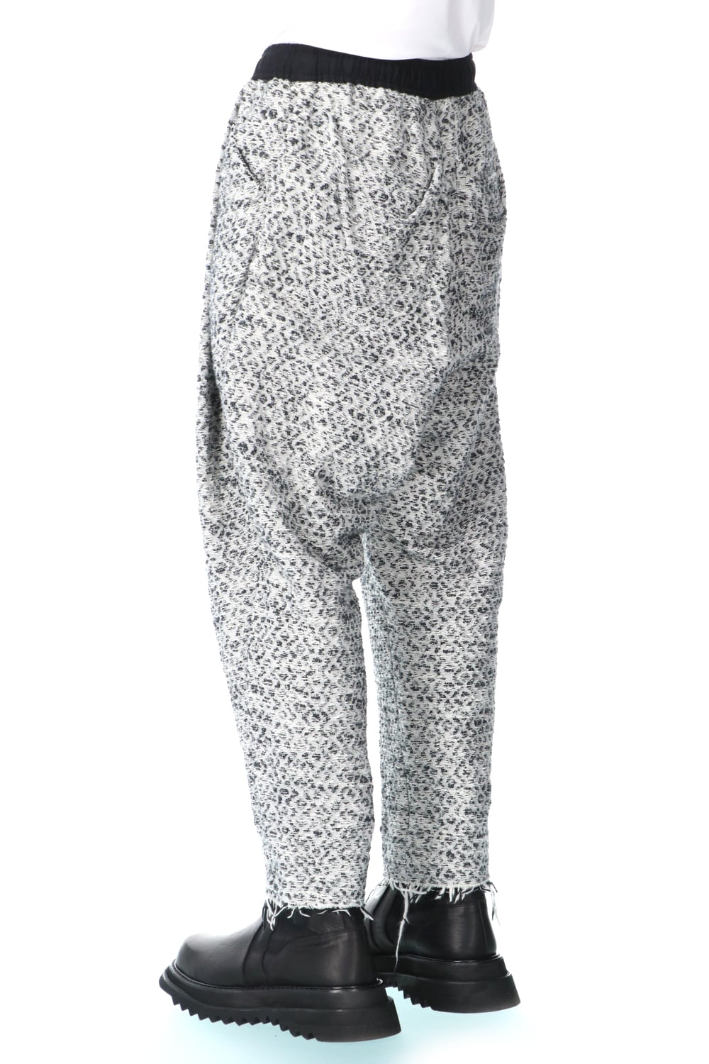 SLUB JACQUARD COTTON TROUSERS WHITE