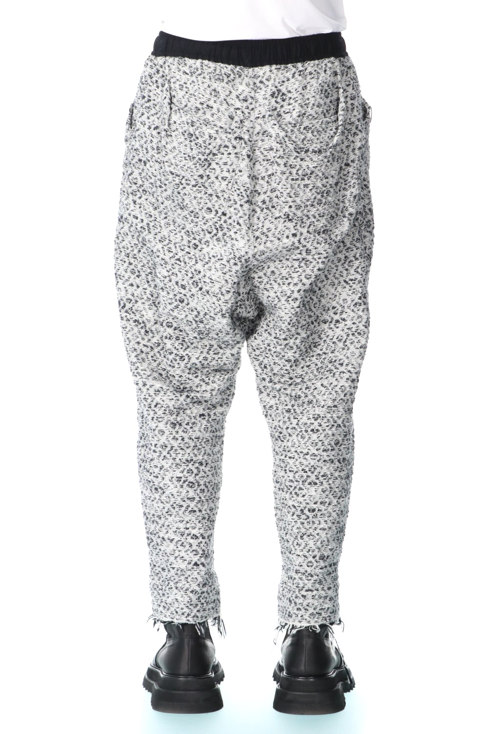 SLUB JACQUARD COTTON TROUSERS WHITE