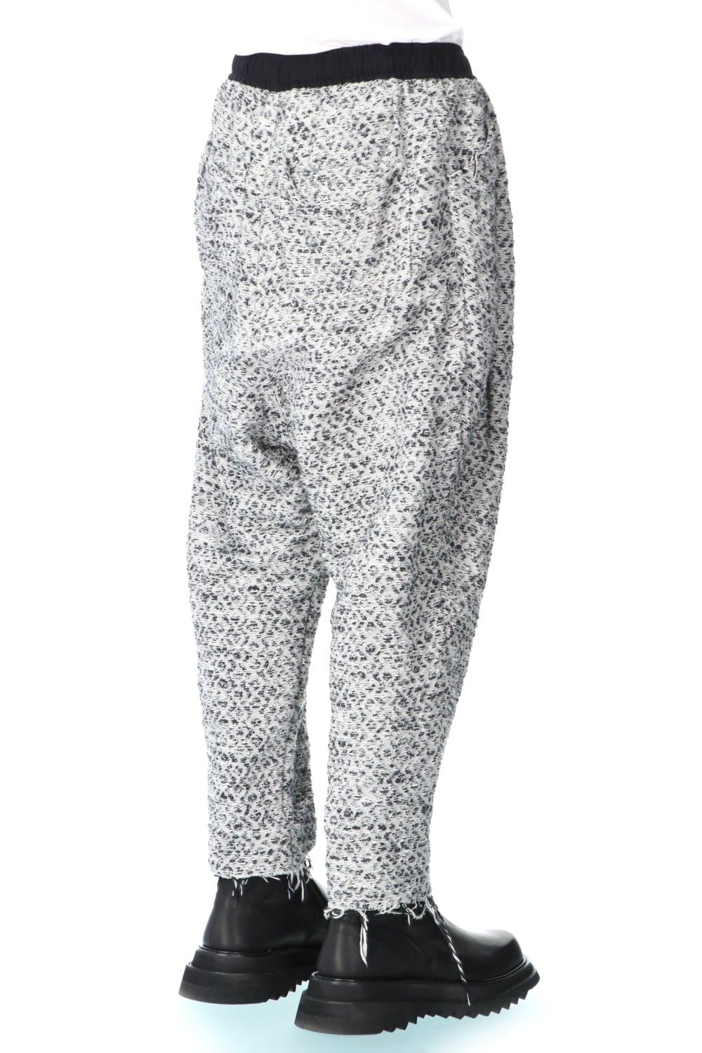 SLUB JACQUARD COTTON TROUSERS WHITE