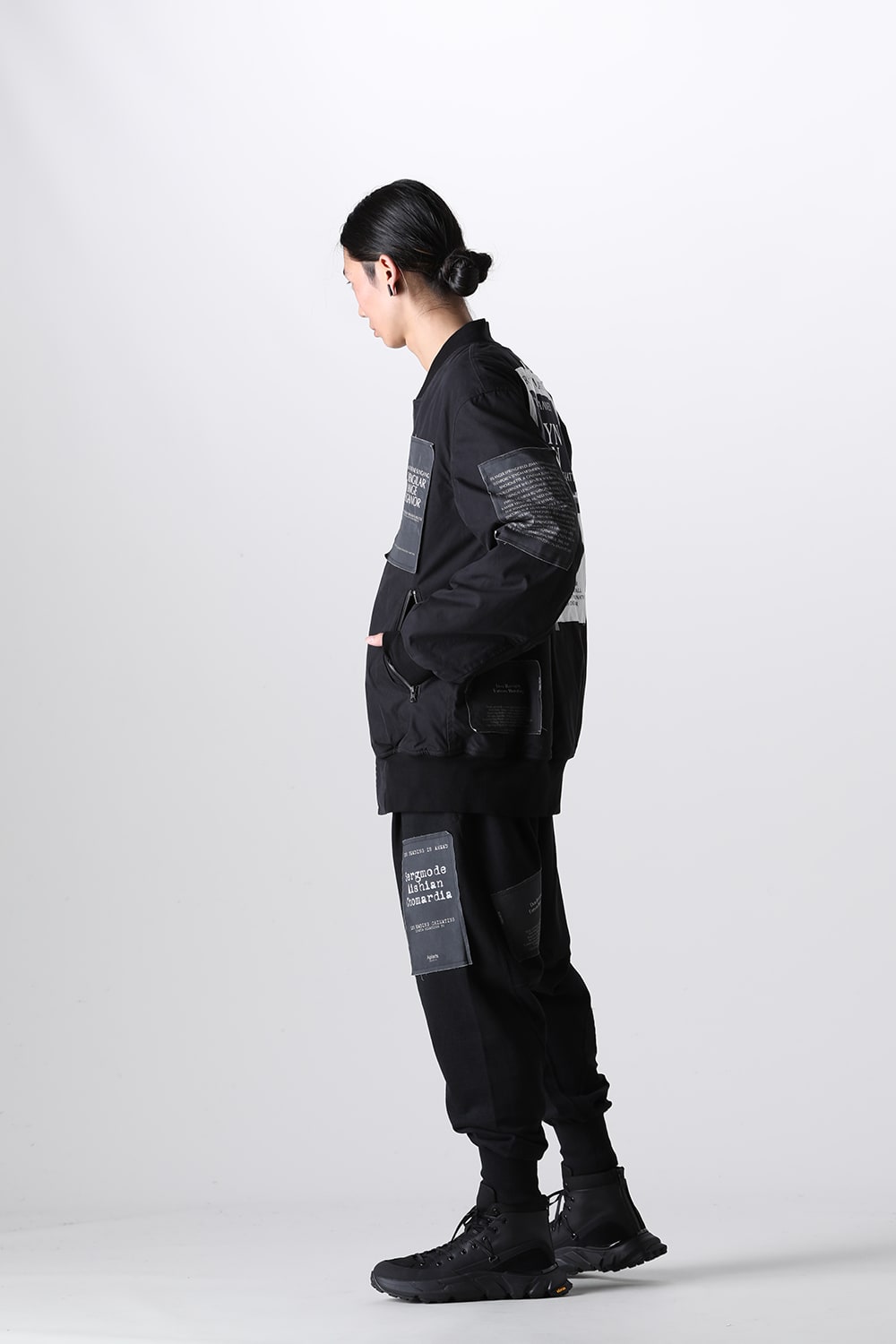 Oversized Bomber Jacket w/Printed Patches