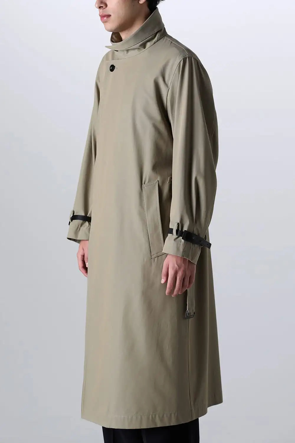 Stand Collar Coat With Leather Strap