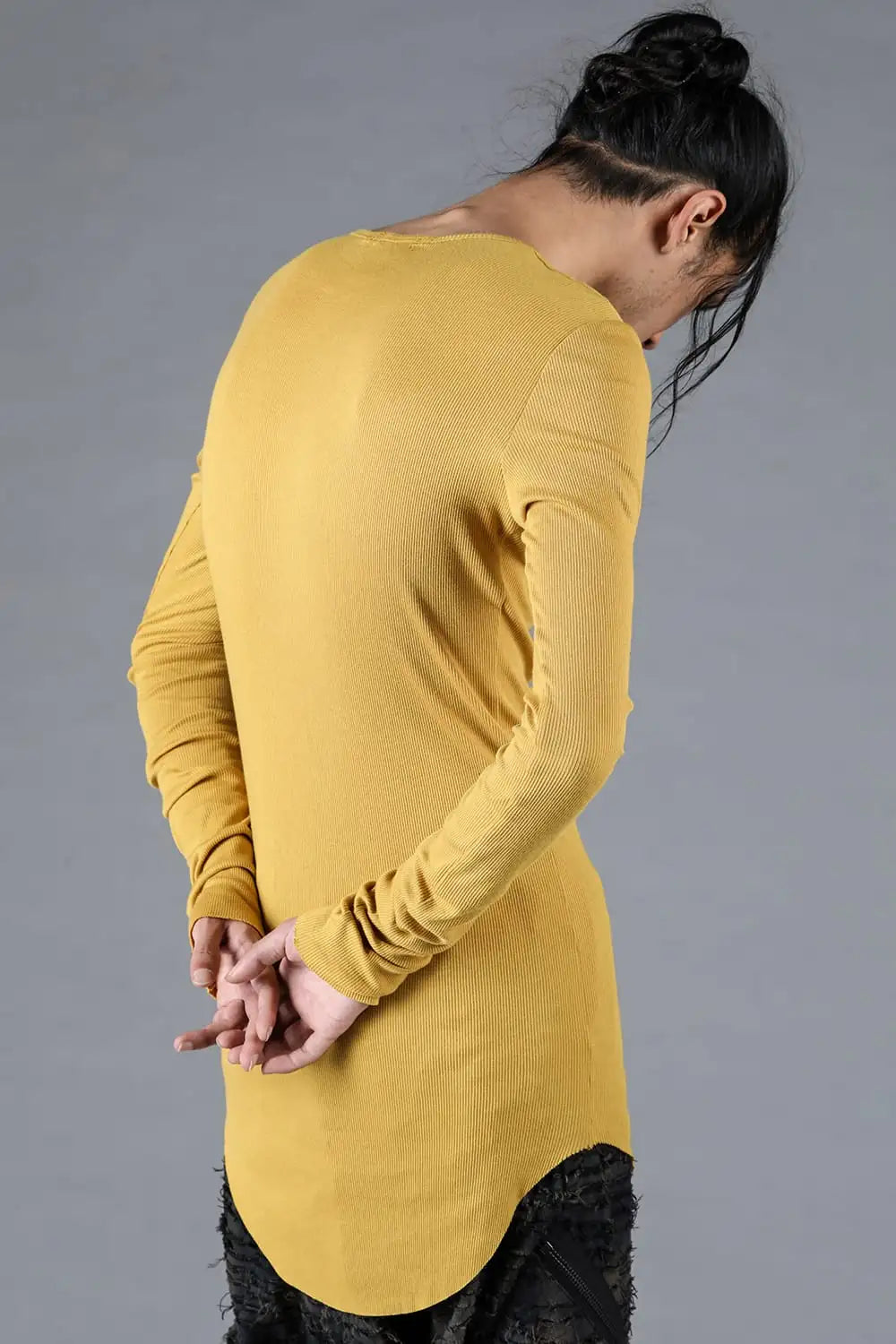 Modal x Cotton Rib Long Sleeve T-Shirt Mustard