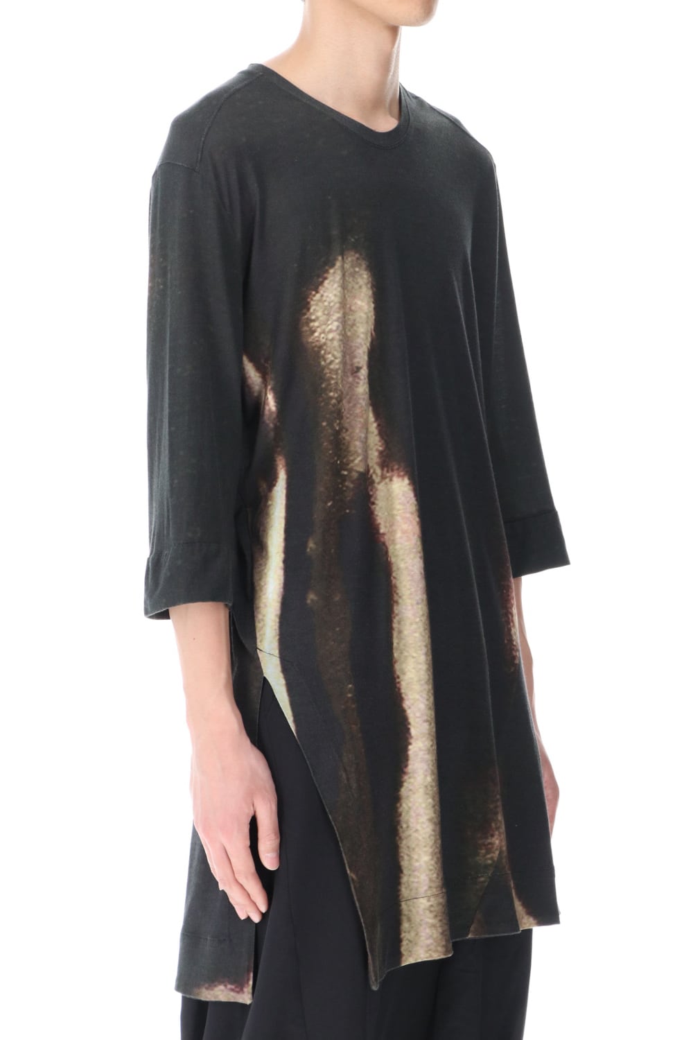 Dilated print LS T-shirts Black