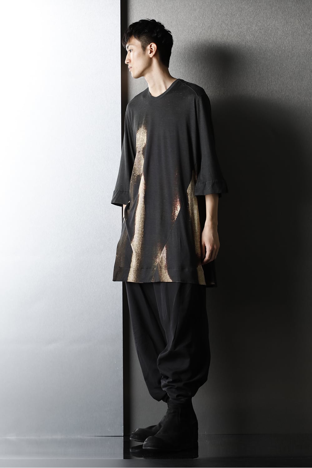 Dilated print LS T-shirts Black